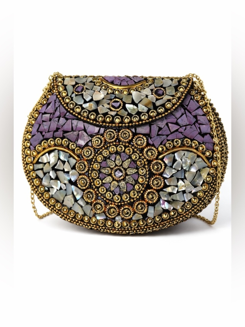 RAMLA Beverly Hills Purple Mosaic Clutch NWT